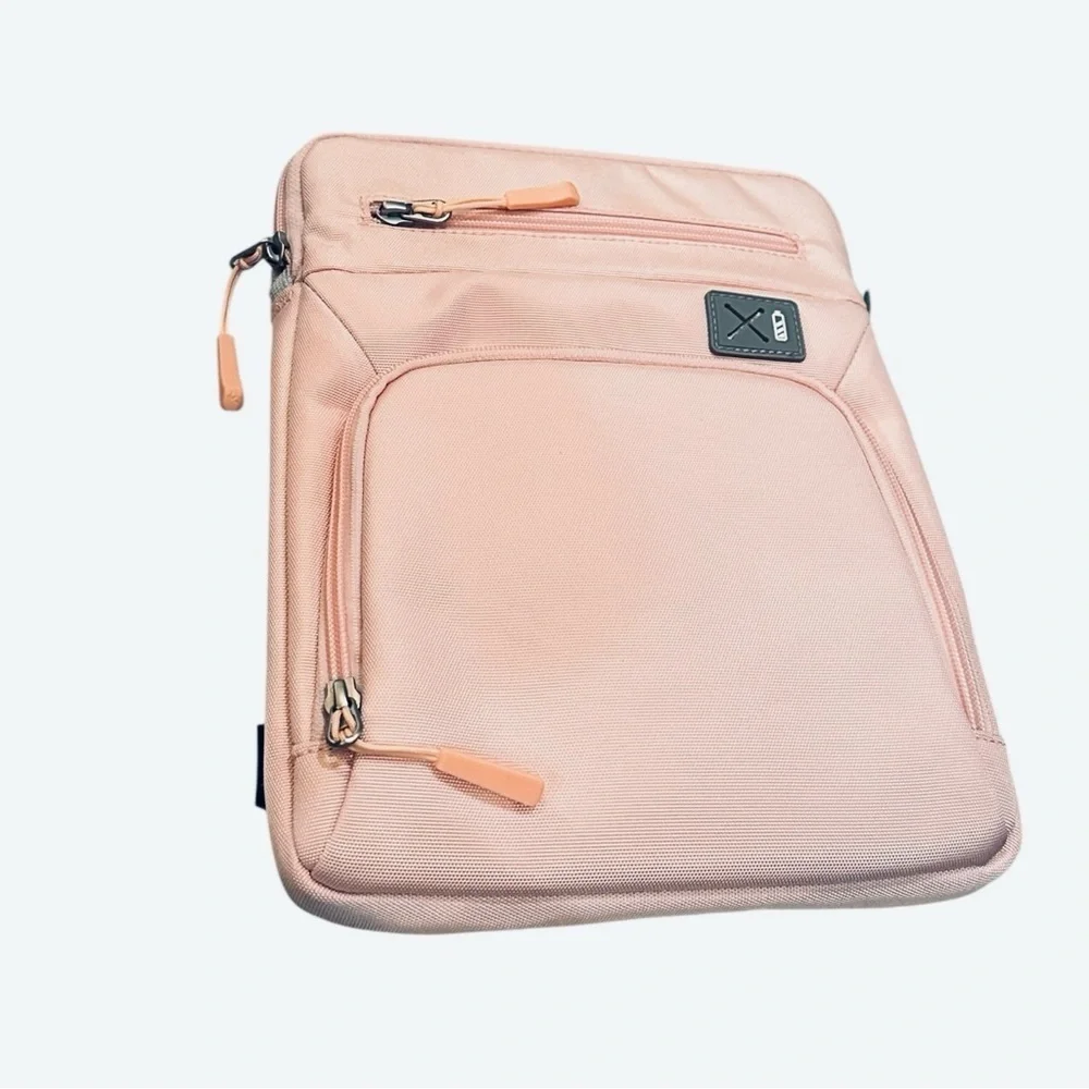 Compact Pink Messenger Bag for Men with Adjustable Gray Strap